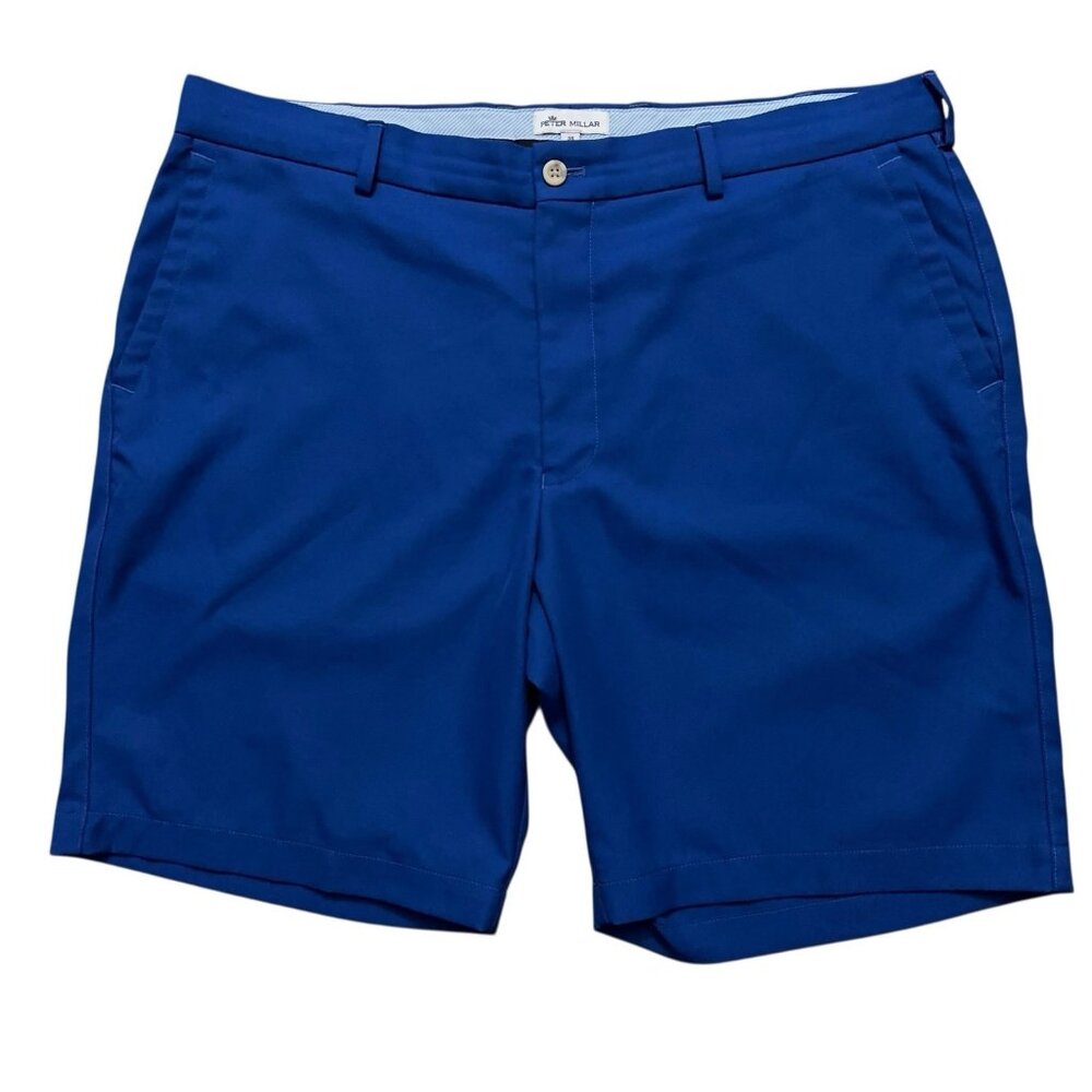 Peter Millar Salem Performance Shorts Mens Size 38 Golf Two Way Stretch Blue